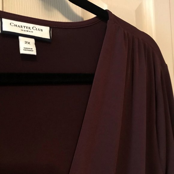 NWOT Charter Club Plus Faux-Wrap Hardware Top - Picture 2 of 6